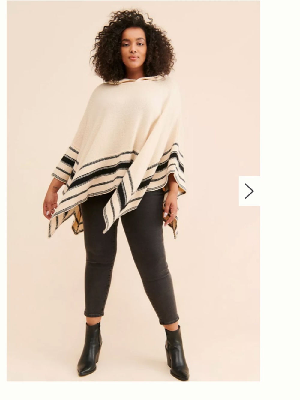Callahan Denver Hooded Poncho Black and Cream